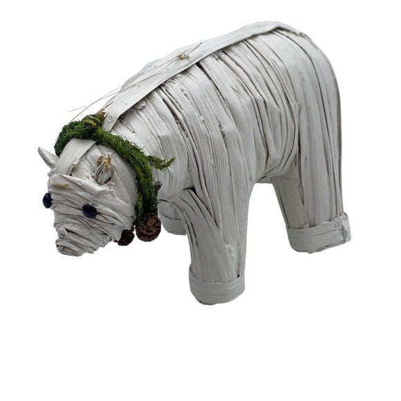 Crate and Barrel paper mache polar bear Christmas tree ornament White - Picture 1 of 5